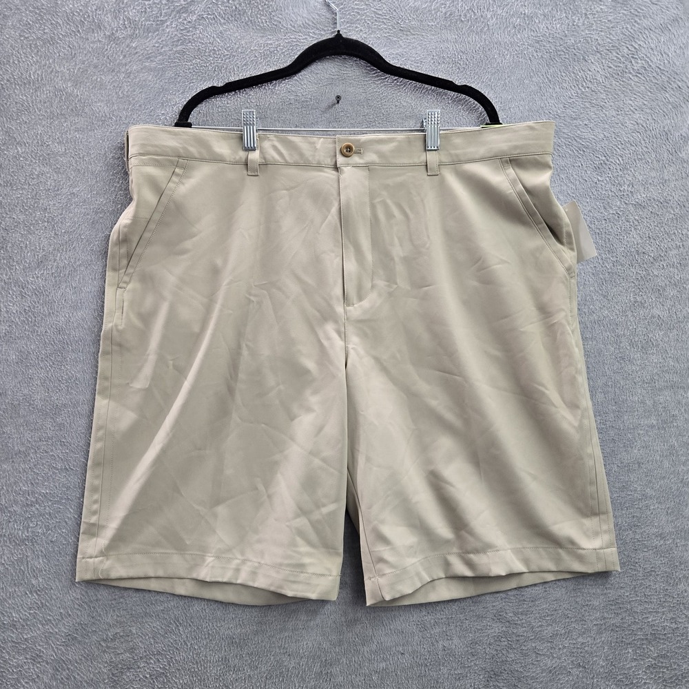 IZOD Men Activewear Shorts 42 Khaki Chino FL79FR-IZ 10" Inseam NWT